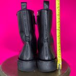 ZARA  Black Leather Gold Lace Loop High Ankle Chunky Sole Combat Boot Sz 38 Photo 4