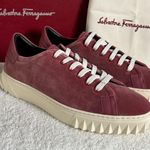 Salvatore Ferragamo $685 NEW Womens Cube Sneakers Pink Red Velvet Luxe size 6 Photo 0