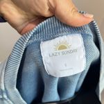 Lazy Sunday Blue Cropped Crewneck Sweatshirt Cotton Long Sleeve Top Sz S Photo 3