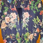EXPRESS  medium navy blue bird floral long sleeve shirt dress Photo 2