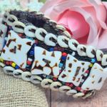 Handmade AFRICAN Jewelry Cowie Shell, Bead, & Seed Bead Bracelet Tribal 7.5 in Photo 0