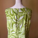 Grace Dresses 100% Silk Shift Dress Green White‎ Leaf Print Scallop Hem Size 16 Photo 5