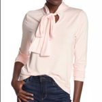 J.Crew  365 Tie Neck Stretch Knit Blouse in Blush Photo 4