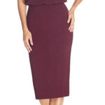 Dress the Population NWT Dress‎ the Population Alondra Bubble Hem
Blouson Top Midi Dress in Burgundy Photo 0