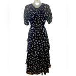 Maje Floral Off Shoulder Hi Low Black White Asymmetrical Midi Dress US M l FR 38 Photo 9