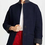 Sundry  Women's Lambswool Cardigan Blazer Overcoat Navy Blue Size 1 Small Photo 0