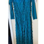 Isle by Melis Kozan Turquoise Jumpsuit tiered ruffled party flapper disco sz S Blue Photo 1