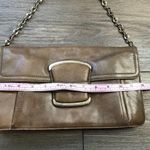 Banana Republic  Leather Shoulder Bag Clutch Purse Brown Gold Chain Magnetic Snap Photo 7