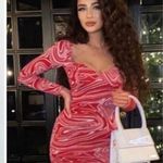 ZARA  JACQUARD MINI LONG SLEEVE KNIT DRESS RED/WHITE SIZE M NEW Photo 2