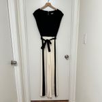DKNY | NWT Black Cream Colorblock Wide Leg Belted Cap Sleeve Jumpsuit, Size 10 Photo 1