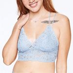 PINK - Victoria's Secret VS PINK Smocked Crochet Triangle Bralette Crop Pale Blue size XL Photo 1