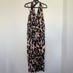 Diane Von Furstenberg  for Target Black and Tan Leopard Halter Jumpsuit Sz Xl Photo 2