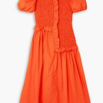 Cecilie Bahnsen Camden Ruffled smocked Cotton-blend Poplin Midi Dress Size US2/ Uk6 Photo 3