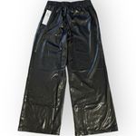 NWT MONO B Wide Leg Pants Womens Large Black Faux Leather Casual Photo 2