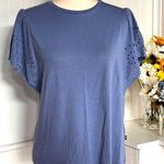 Gap Blue Crew Neck Lace Short Sleeve Top Photo 0