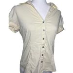 EXPRESS  Y2K Cream Button-Up Office Siren Blouse M Photo 1