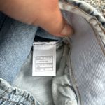 Denim Elastic High Waist Cuffed Shorts Blue Small Photo 5