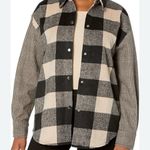 Steve Madden Plaid Button-Up Shirt in Black and Tan Photo 6