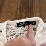 Ralph Lauren Lauren  Women's Pullover Sweater Size M White Lace Shoulders Photo 5