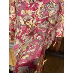 Notations  Women's Pink Floral‎ Half Sleeve Semi  Sheer Button Shirt Top Size L Photo 4