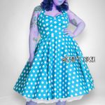 Hell Bunny  Vixen Marian Turquoise Polka Dot Halter Dress Photo 4