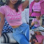 Pink “It’s Not Me It’s You” crop top, size S Barbiecore boho Y2K western beach Photo 1