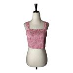 House of Harlow House of Harlow 1960 Top Women Medium Pink Floral Smocked Back Tie Crop Tank Photo 3