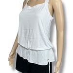 Lole Womens Tank Top Embroidered Elastic Peplum Waistband Pullover White Large Photo 4