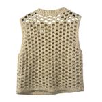 Hello Nite‎ Open Knit Sweater Vest Women's Cream Flecked Sleeveless Pullover M Tan Size M Photo 2