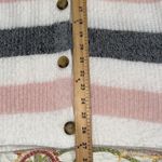 SheIn size large women's striped cardigan v-neck sweater pink grey soft light Photo 1