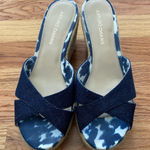 Arturo Chiang  Blue Denim‎ Espadrille Wedge Slides Photo 0