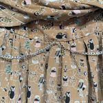 Owl Print Pleated Brown Mini Skirt w Pockets Removable Silver Chain Belt by Lily Size L Photo 6