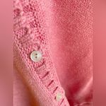 Lands' End VTG  100% Cotton Knit Chunky Boxy Button Cardigan Bubble Gum Pink Photo 4