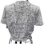 SheIn  Women's Icon Criss Cross Tie Back S/S Crop Top Black & White Print Medium Photo 1