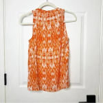 Joie  Ikat 100% Silk Orange White Sleeveless‎ V-Neck Top Size XS Photo 3