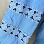 New Direction s blue long sleeve lace detail cross front peasant top size large Photo 3