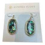 Kendra Scott Elle Drop Earrings Gold Iridescent Abalone Shell Oval Dangle New Photo 2