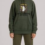 Hunter Green Military Hooded Sweatshirt Size Large. Photo 0
