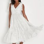 Lulus Forever Endearing White Swiss Dot Embroidered Midi Dress Size large Photo 0