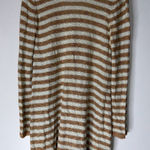 Free People  Stripe Swing Tunic Dress Scoop Neck Long Sleeve Knit Mint Camel Smal Photo 0