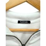 Talentless  Cropped Quarter Zip Sweatshirt White Minimal Luxe Cotton Size S Photo 4