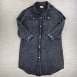 Oli & Hali Gauze Shirt Dress Medium Charcoal Gray Lagenlook Oversized Buttons Photo 3