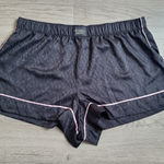 Victoria's Secret Black Satin Logo Print Sleep Shorts Pink Trim Women's Size XL Photo 0