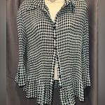 Covington  Y2K Stretch Pleated Houndstooth Long Sleeve Top Photo 0