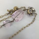 J.Crew  32" long necklace pink glass rhinestones gold chain disco ball Photo 6
