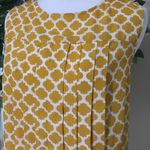 Loft  Yellow Silky Sleeveless P,eat Front Round Neck Career Blouse XSP Photo 2