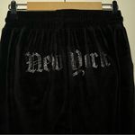 Refuge Vintage Y2K Velour Velvet Black New York Bedazzled Sports Pants Tracksuit Size M Photo 1