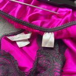 Victoria's Secret Y2K  Magenta Satin Lace Trim 2-Piece Cami & Short Set Large Photo 3