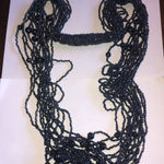 Dark Metallic Gray Black Beaded Boho Fringe Tassel Lariat Necklace Photo 6