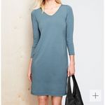 Eileen Fisher  Jersey V-Neck Dress Women's Size Small Slate Blue Viscose Spandex Photo 2